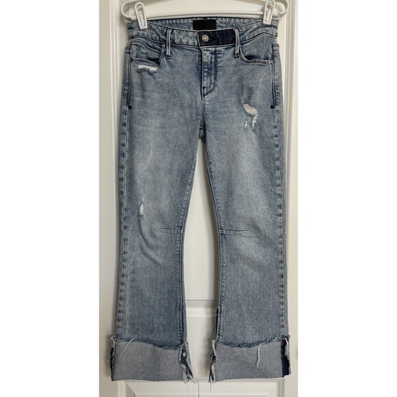 RTA Women's‎ Mid-Rise Fixed Cuffed Straight Leg Crop Jeans Sz 27 Lite Distress - Picture 1 of 9